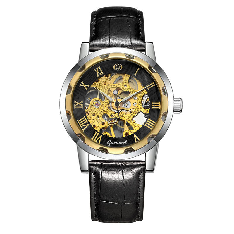 Men's Manual Winding Watch Gold Skeleton | Stainless Steel Luxury Design