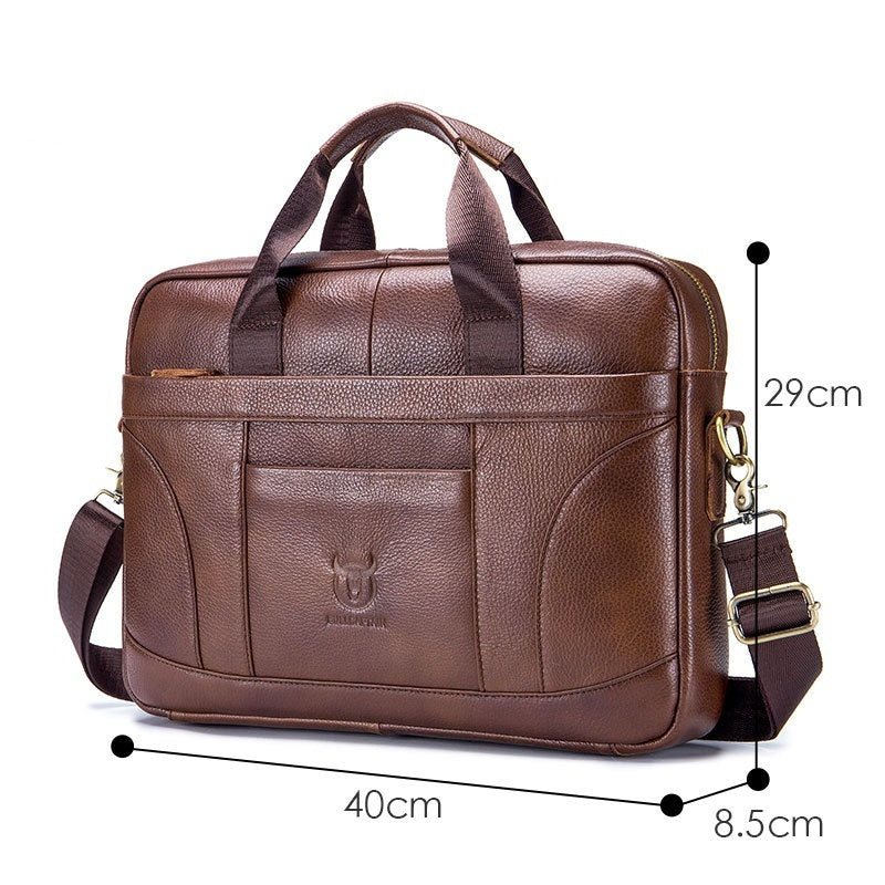 Men's Luxury Full-Grain Leather Briefcase XXL Business Bag with Large Storage Capacity
