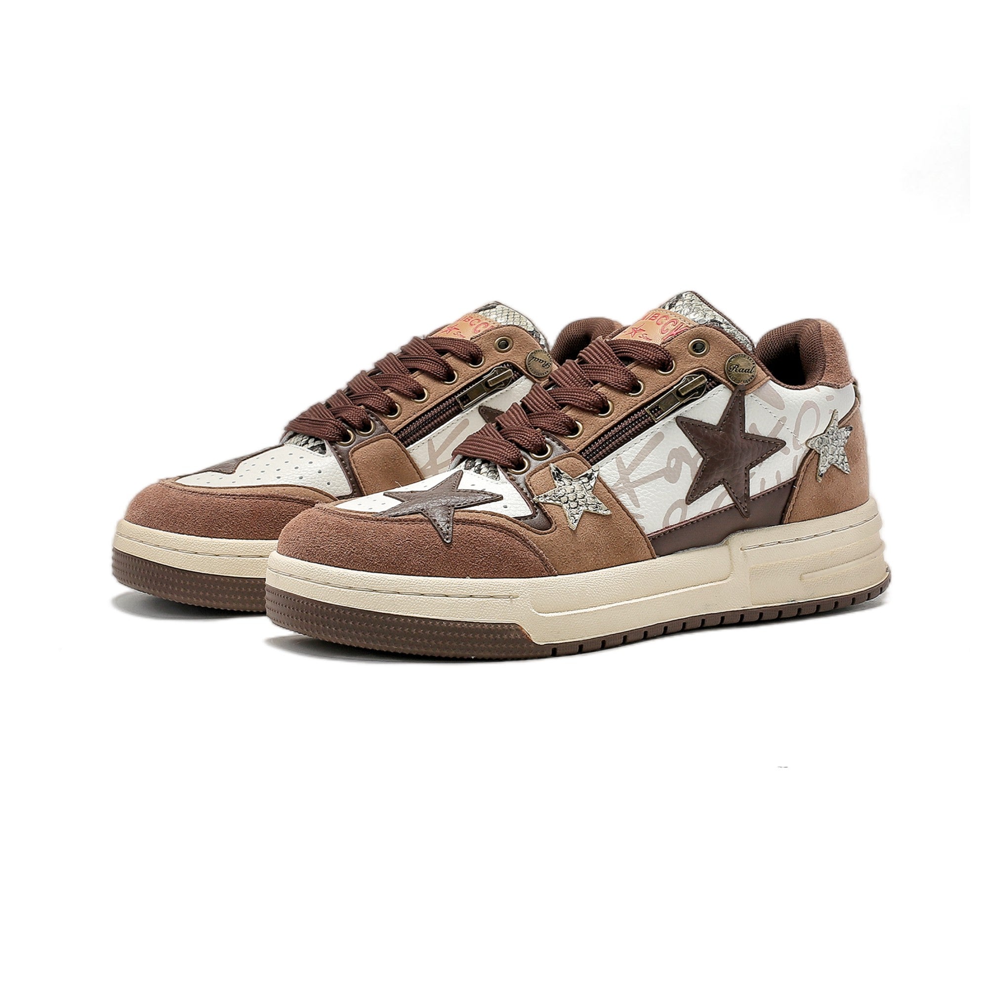 Men's Retro Sneakers Brown Star | Casual Board Shoes Stylish