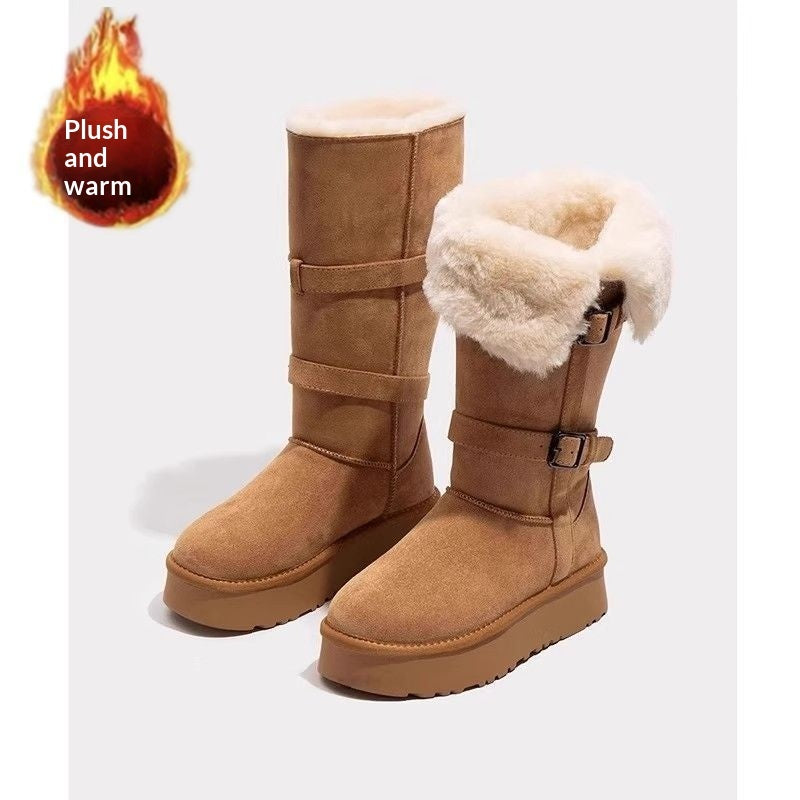 Women's Winter Boots Lined – Fashionable Mid-Calf Cotton Boots