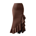 Asymmetrischer Rüschen Midirock – Eleganter Damen Rock mit Volants