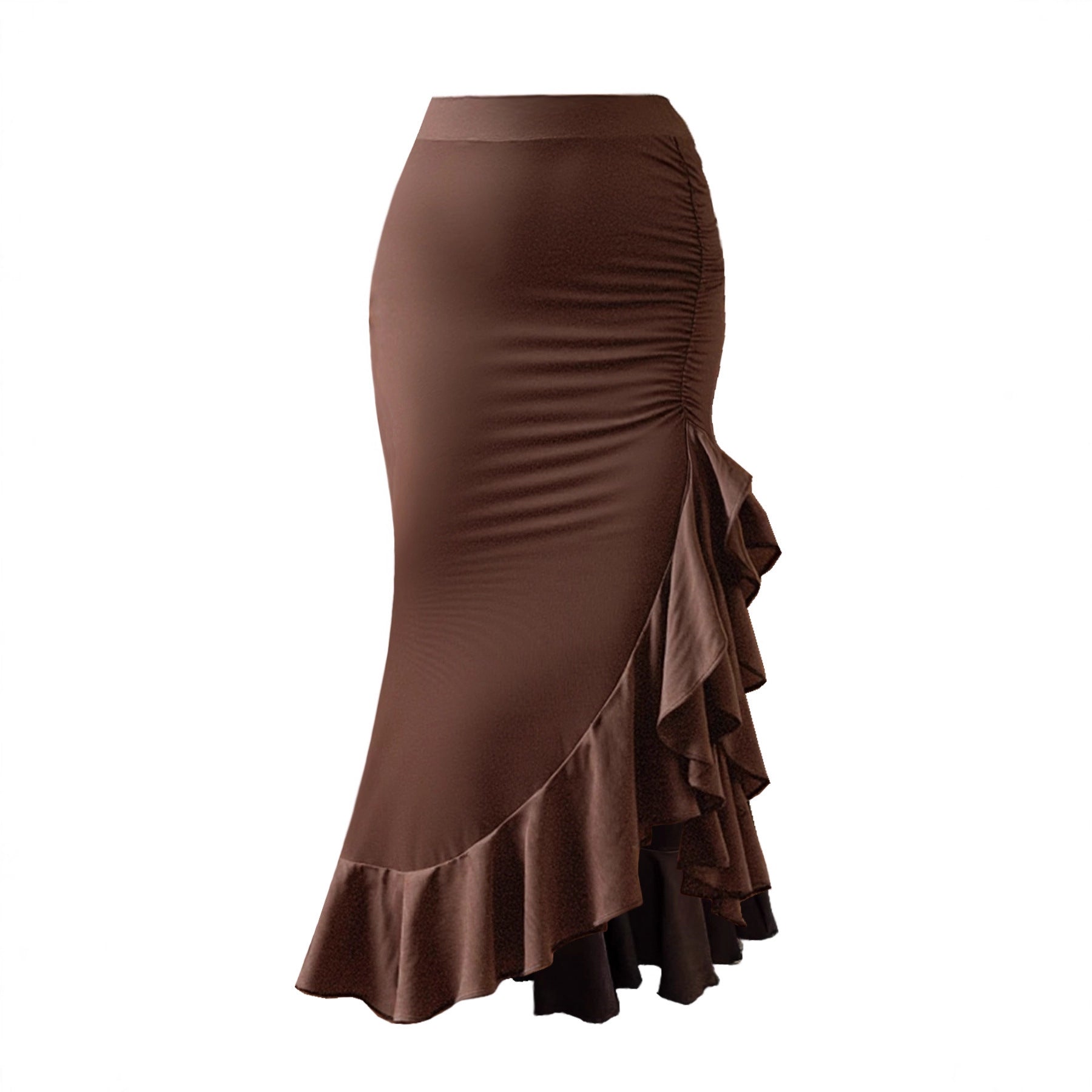 Asymmetrischer Rüschen Midirock – Eleganter Damen Rock mit Volants