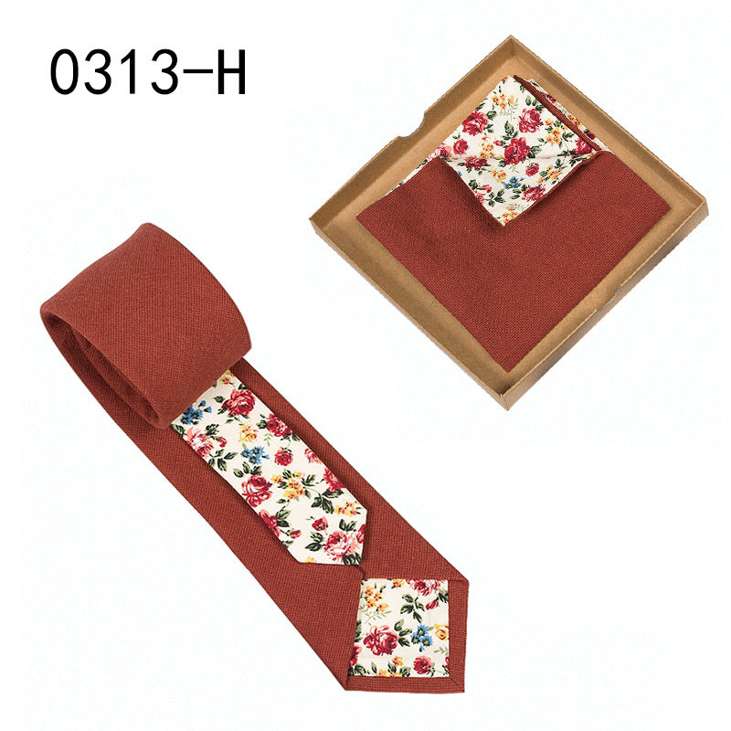 Herren Krawatte floral Baumwolle Einstecktuch elegant modern