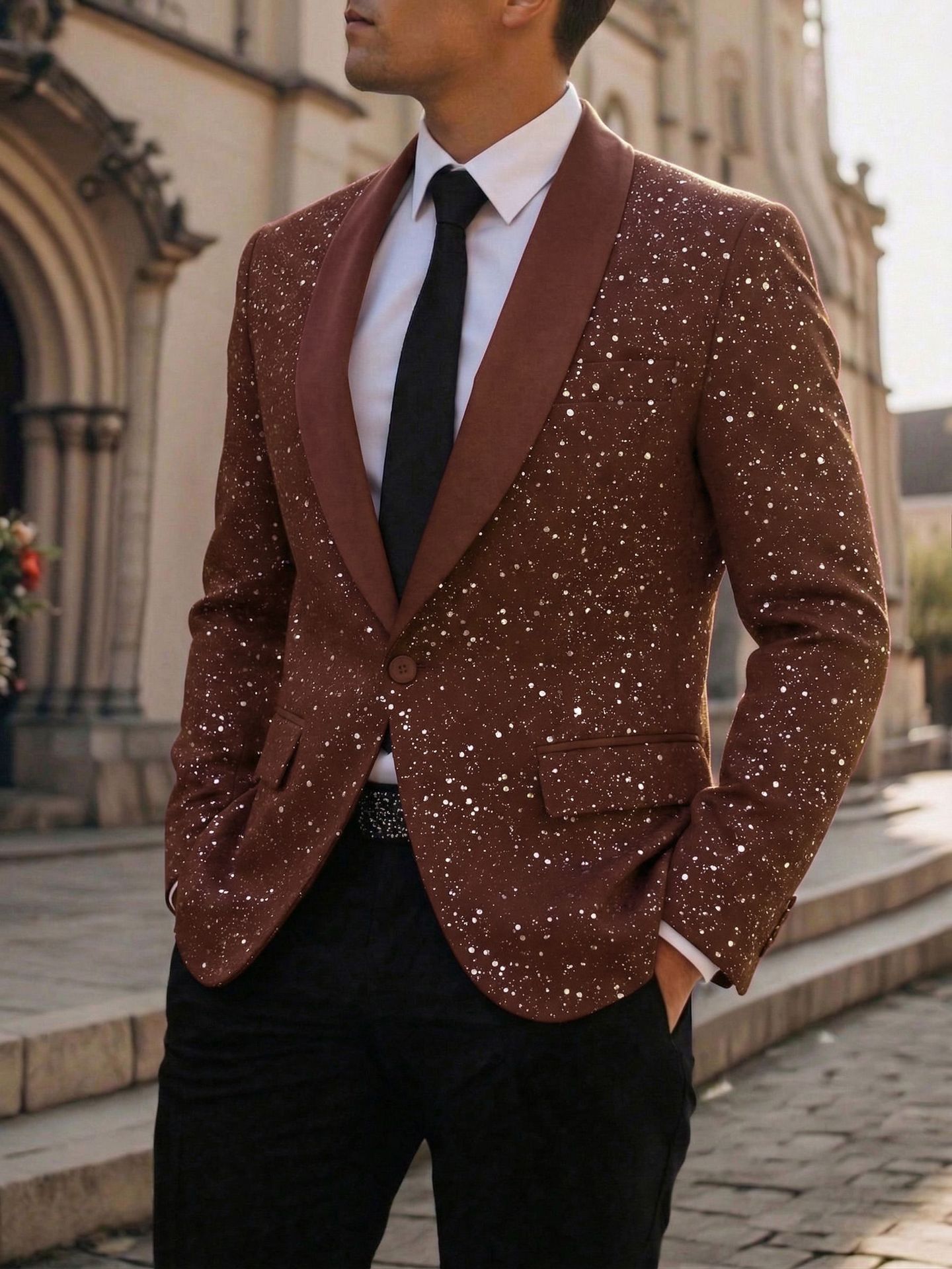 Men's Shiny Blazer Casual – Elegant Party Suit Jacket for Events