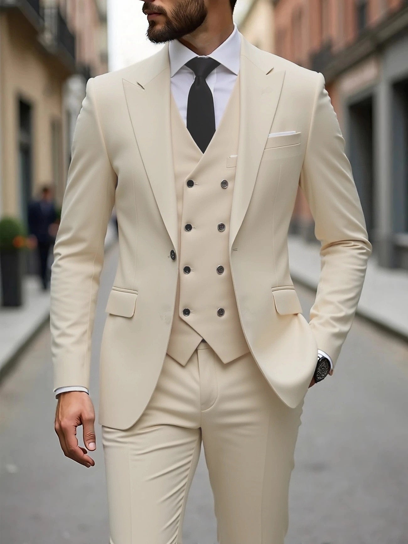 Men's Three-Piece Business Suit - Double-Breasted Premium Set