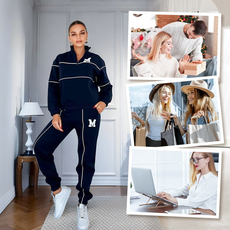 Damen Jogginganzug 2er Set – Oversize Sweatshirt & Hose mit Taschen