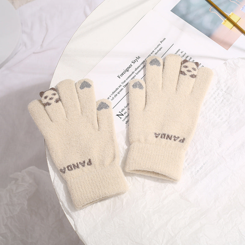 Damen Panda Touchscreen Strickhandschuhe – Warm Winter Fahrrad