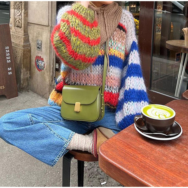 Damen Oversize Streifenpullover | Moderner Colorblock Look