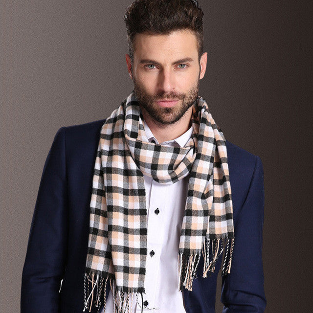 Men's Scarf Tartan Warm Winter Elegant European Style