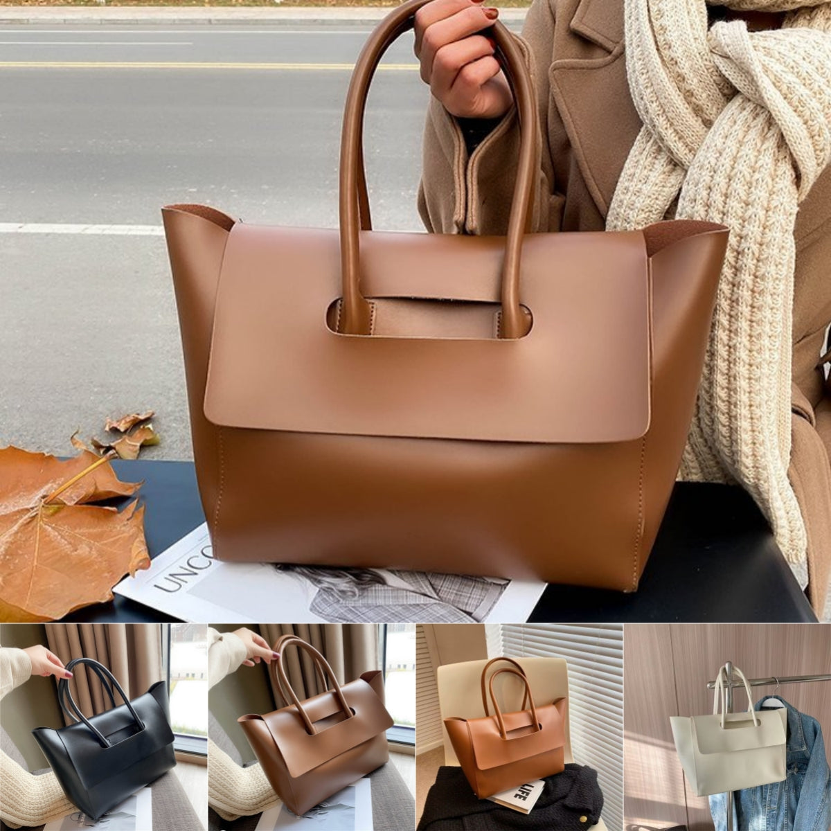 Large Women's Tote Bag – Retro Shoulder Bag with Lots of Storage Space