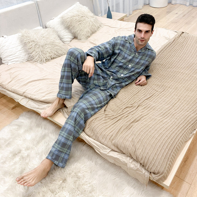 Herren Flanell Pyjama Warm | Winter Nachtwäsche Set