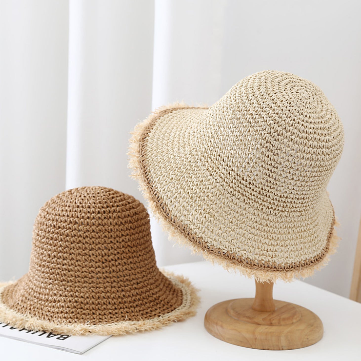 Women's Straw Hat with Fringes – Wide Brim Korean Style Summer Hat
