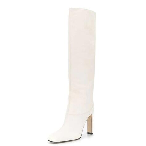 Women's Knee-High Boots Square Toe | Plus Size Elegant Shoes