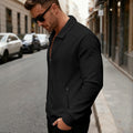 Men's Waffle Knit Zip-Up Jacket – Stylish Collar Jacket