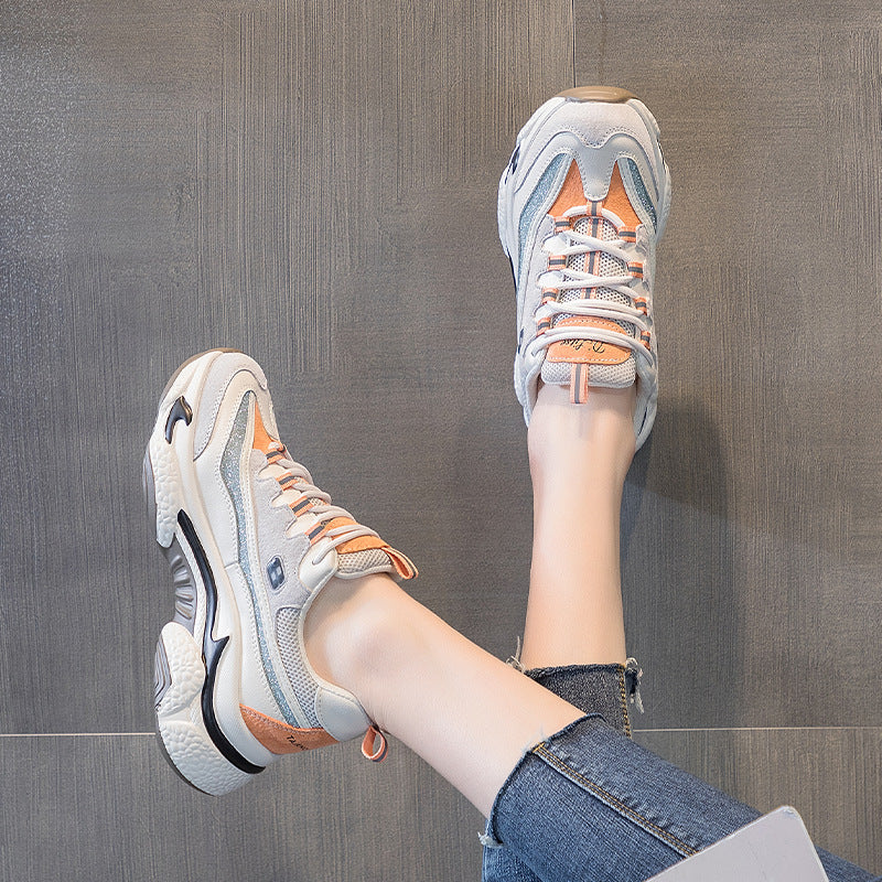 Retro Damen Plateau Sneaker Echtleder | Bequeme Freizeitschuhe