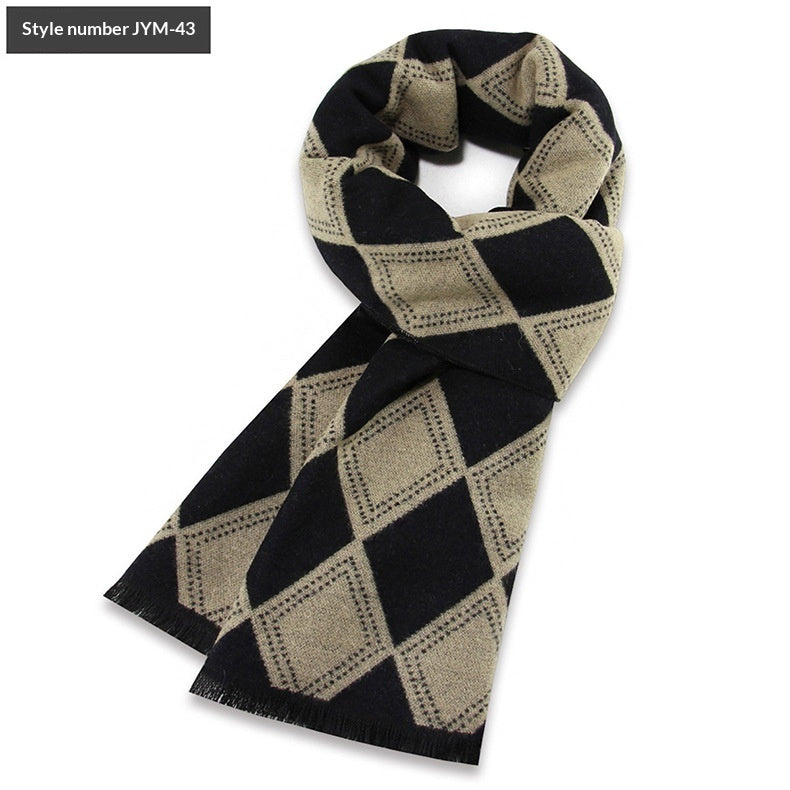 Men's Scarf Plaid Warm Wool Blend Winter Thick Elegant