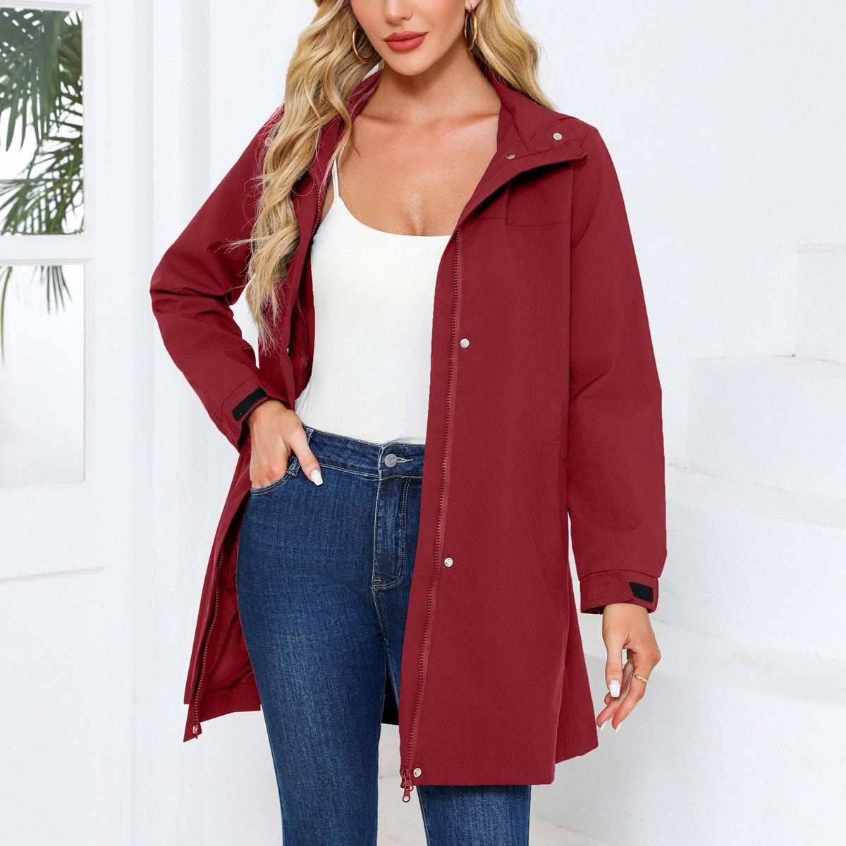Damen Leichtmantel Elegant | Langarm Casual Übergangscoat