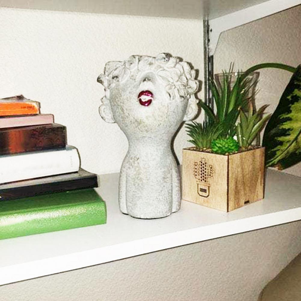 Kreativer Gesicht Blumentopf aus Resin – Moderne Garten Deko Figur