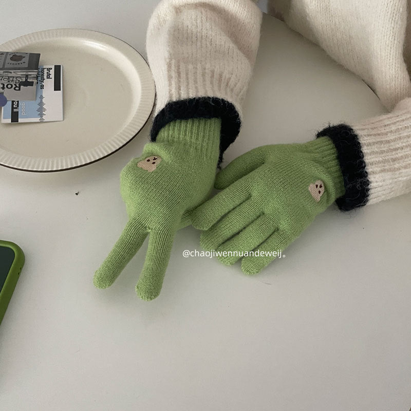 Damen Fingerlose Handschuhe mit Emoji Design – Korean Style
