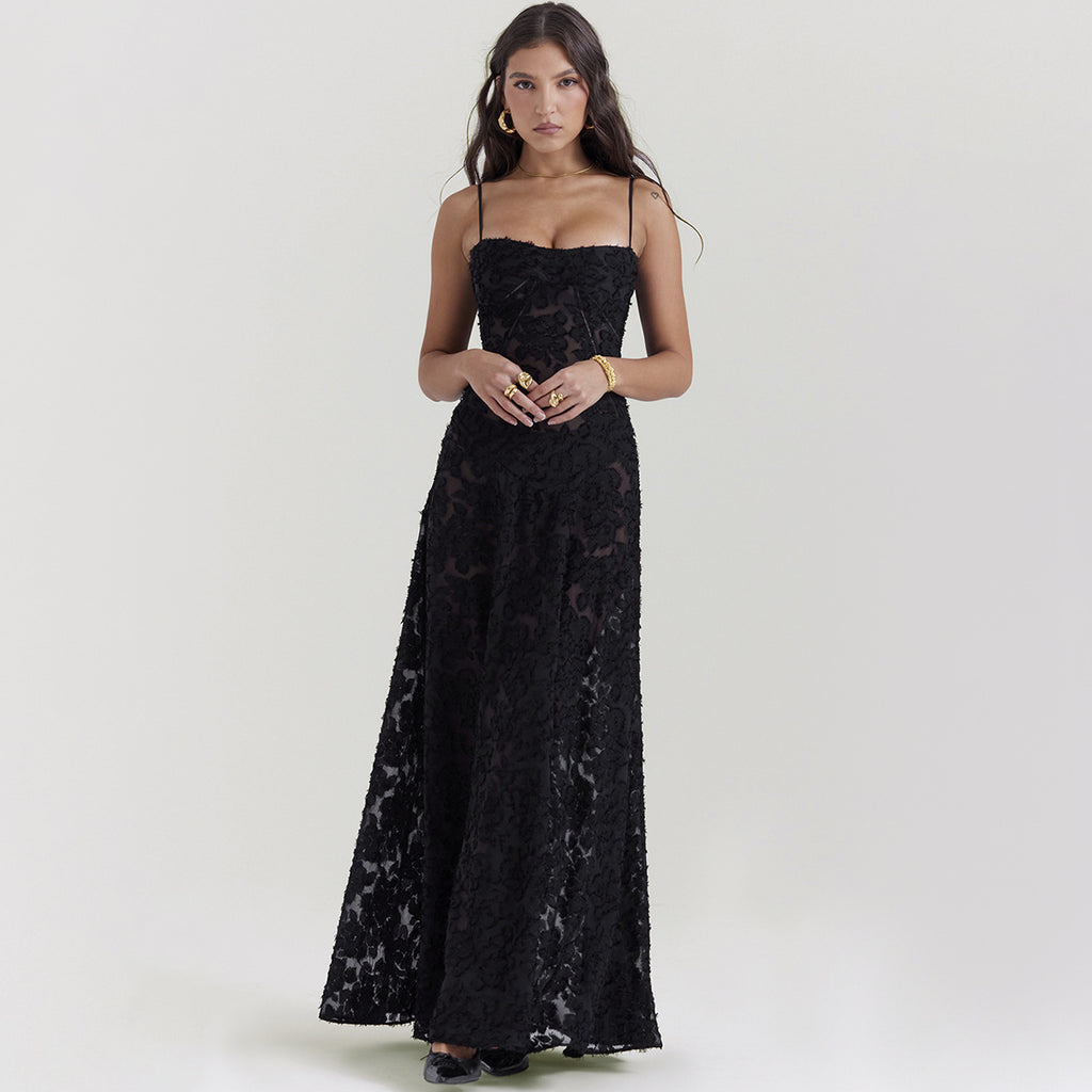 Elegant Lace Maxi Dress - Strapless Summer Evening Dress with Feminine Charm
