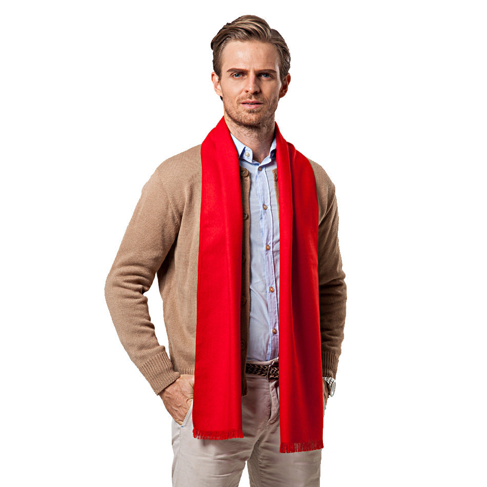 Men's Luxury Velvet Scarf Double-Sided | Warm Fringe Scarf