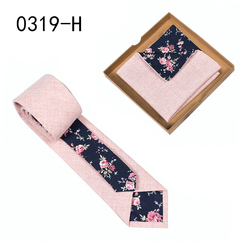 Herren Krawatte floral Baumwolle Einstecktuch elegant modern