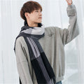 Men's checkered scarf with fringes, warm, soft, elegant