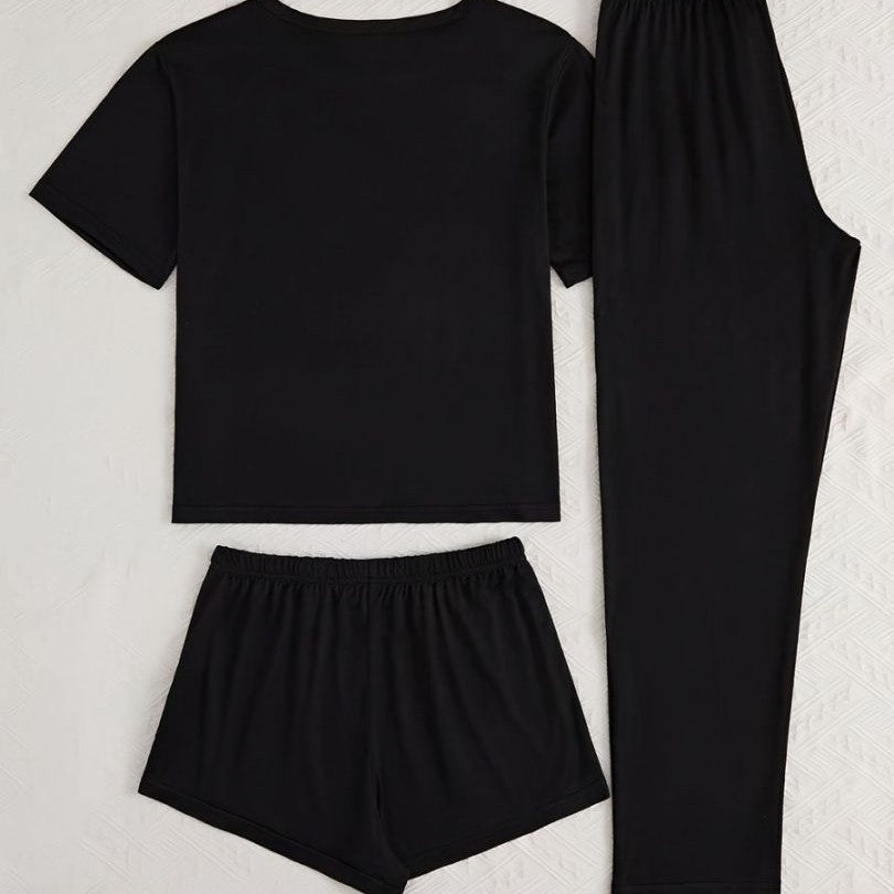Black Women's Pajama Set | 3-piece Modern Homewear