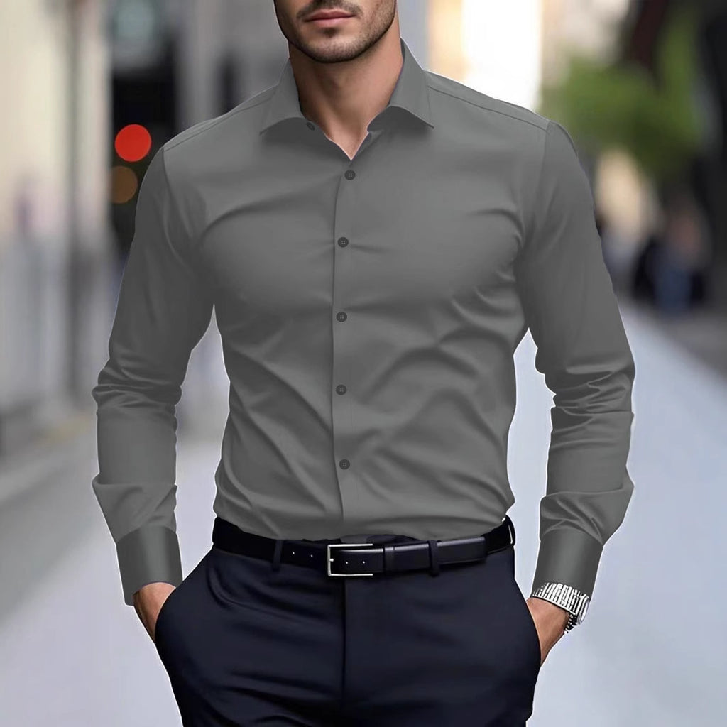 Men's White Business Shirt | Slim Fit Long Sleeve Office Shirt Elegant