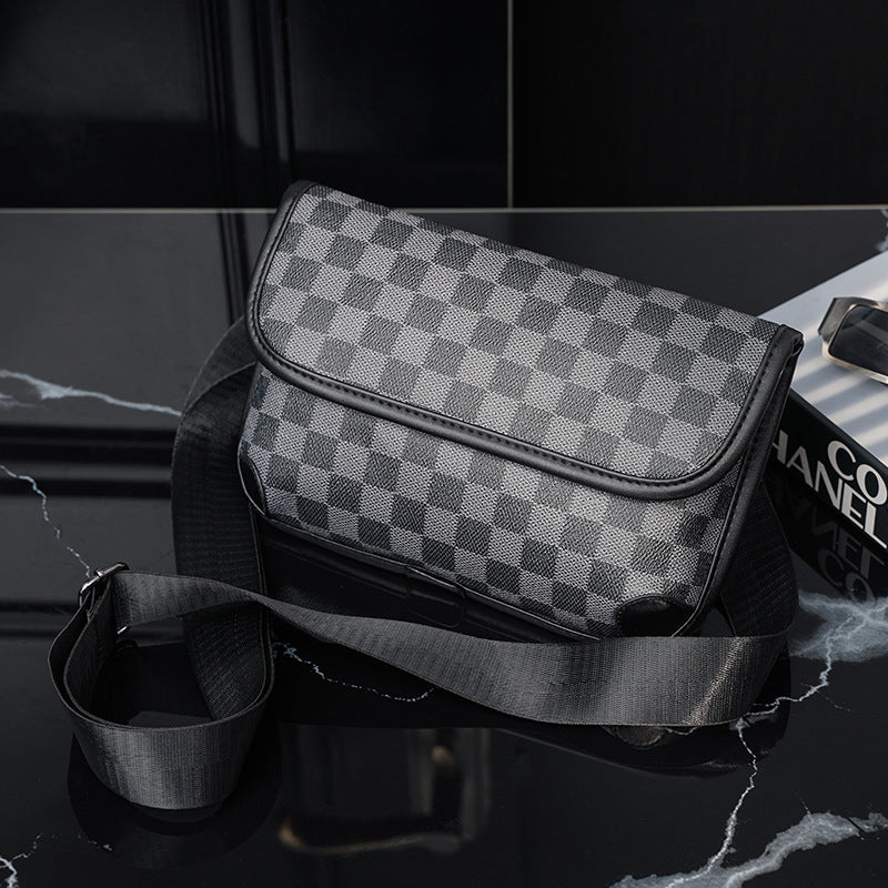 Men's Leather Shoulder Bag Check | Crossbody Street Messenger Bag