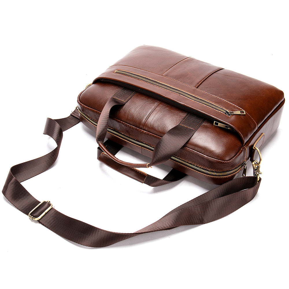 Men's Leather Briefcase Made of Full-Grain Cowhide – Premium Business Bag