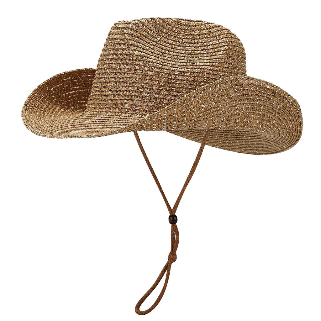 Women's Panama Straw Hat with Sequins – Windproof & Sun Protection