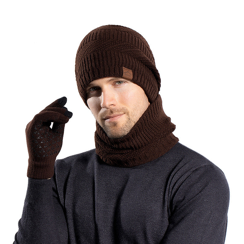 Men's Winter Set Hat Scarf Gloves Thick Warm Outdoor