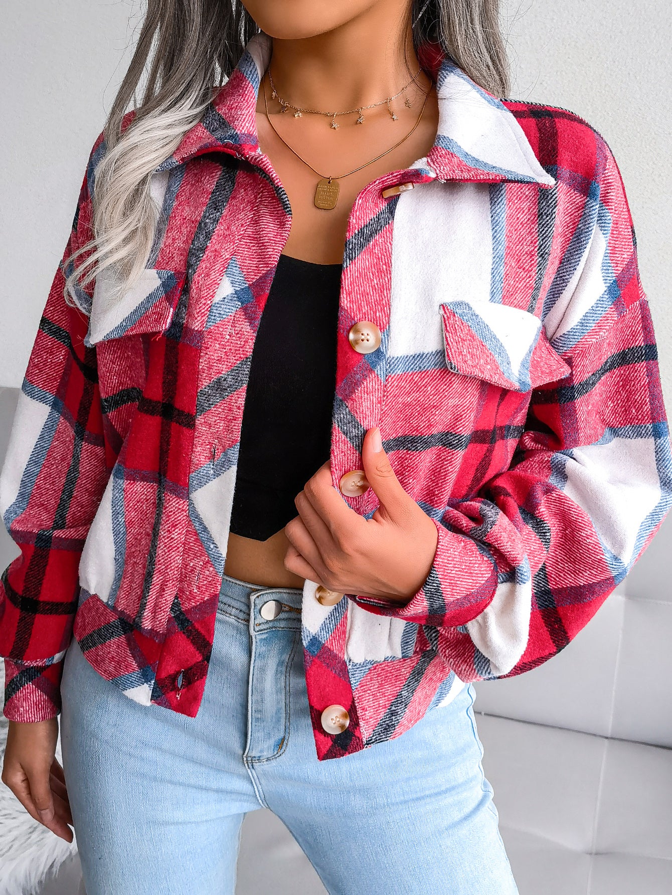 Checked Women's Wool Coat | Elegant Winter Jacket with Style