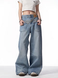 Damen Retro Jeans mit Reverse Design – Washed Denim Trendhose