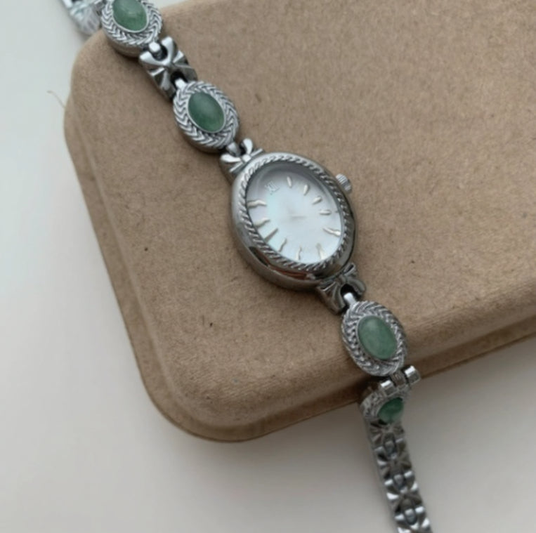 Women's Quartz Watch with Green Jade – Exclusive Designer Jewelry Watch