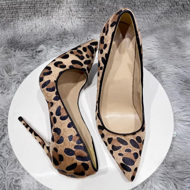 Leopard Print High Heels for Women | Elegant Suede Stiletto Pumps