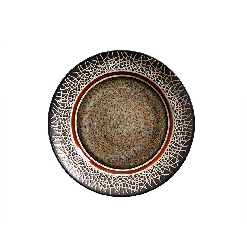Keramik Teller Vintage | Japanischer Stil Flacher Design Teller