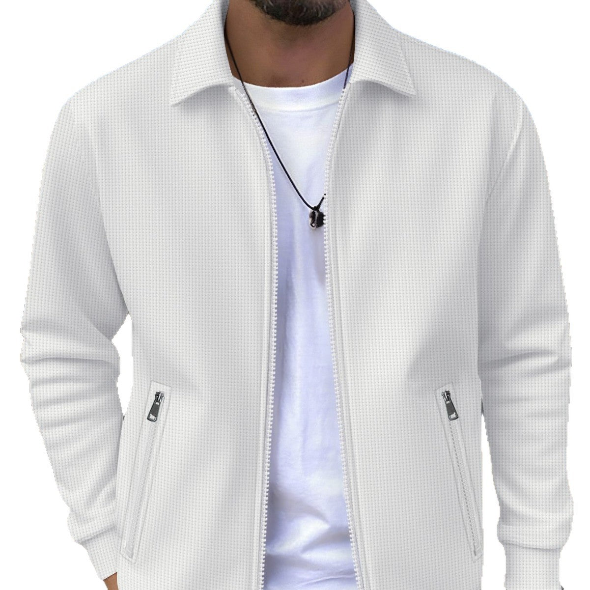 Men's Solid Zip Jacket – Stylish Long Sleeve Jacket with Pockets