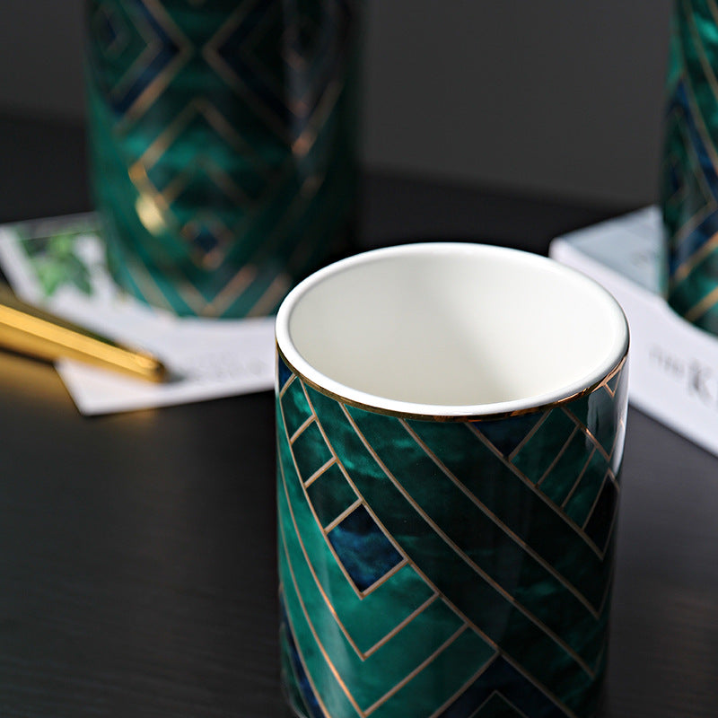 Luxury Ceramic Storage Jar | Emerald Green Canister | Airtight Kitchen