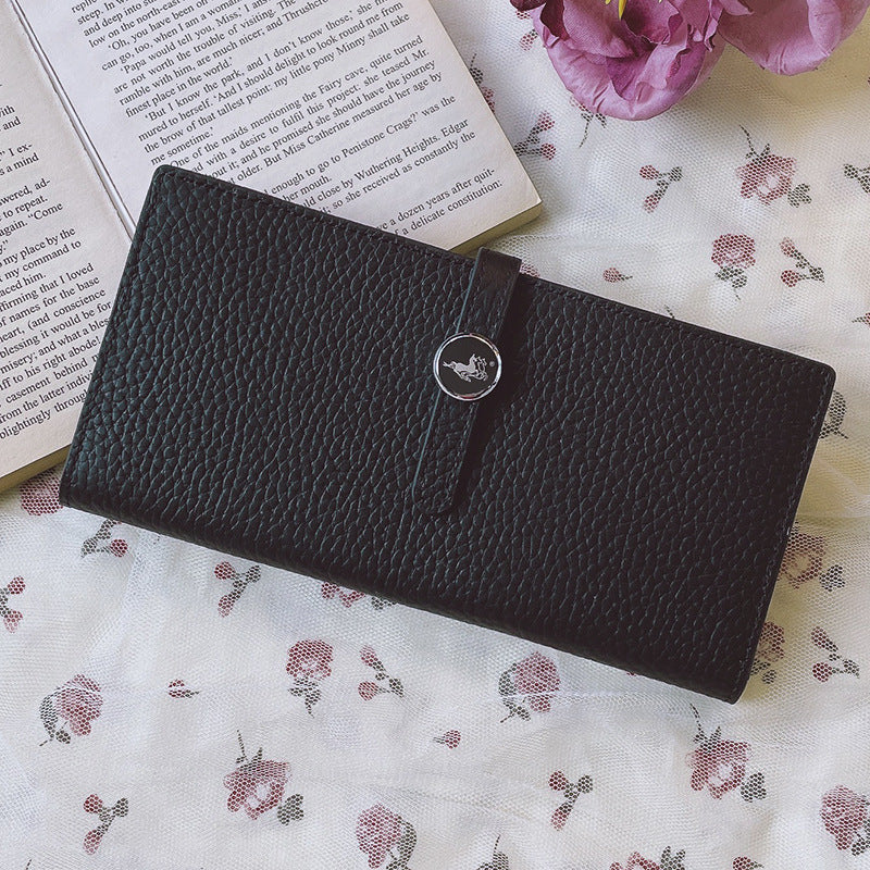 Genuine Leather Women's Wallets Luxury Long Hasp Litchi Pattern Coin Purses