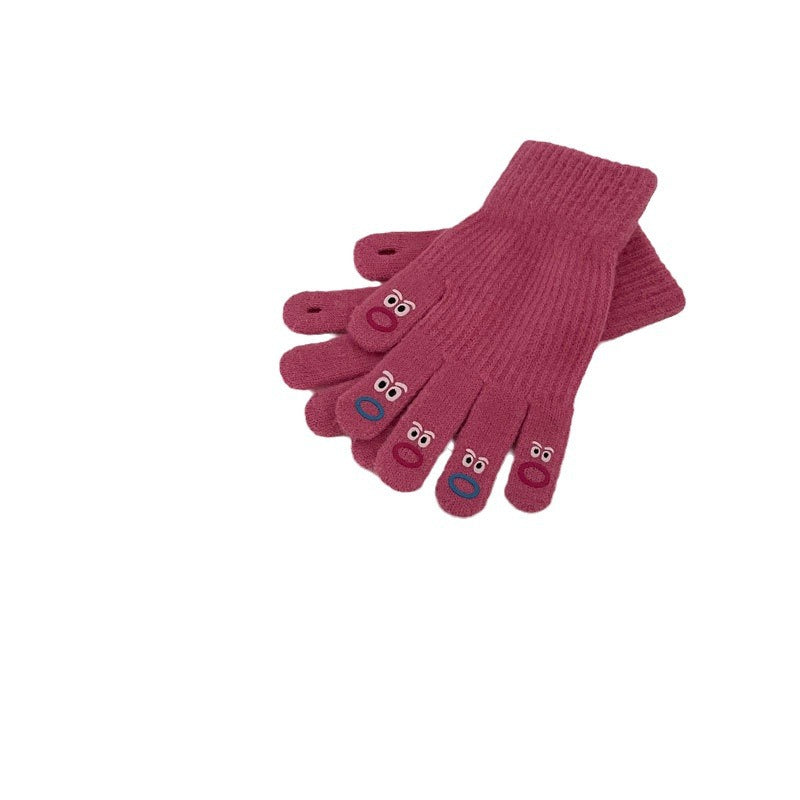 Damen Fingerlose Handschuhe mit Emoji Design – Korean Style