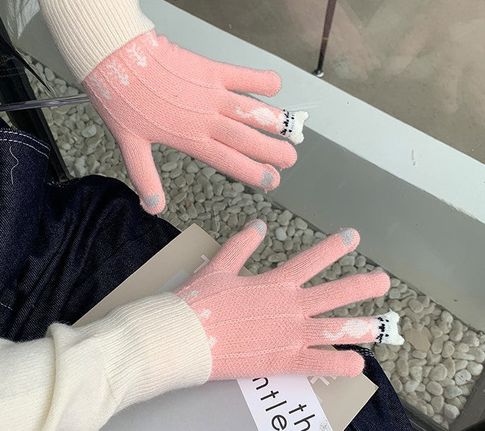 Damen Weihnachts Handschuhe Rot – Festliche Winter Fingerhandschuhe