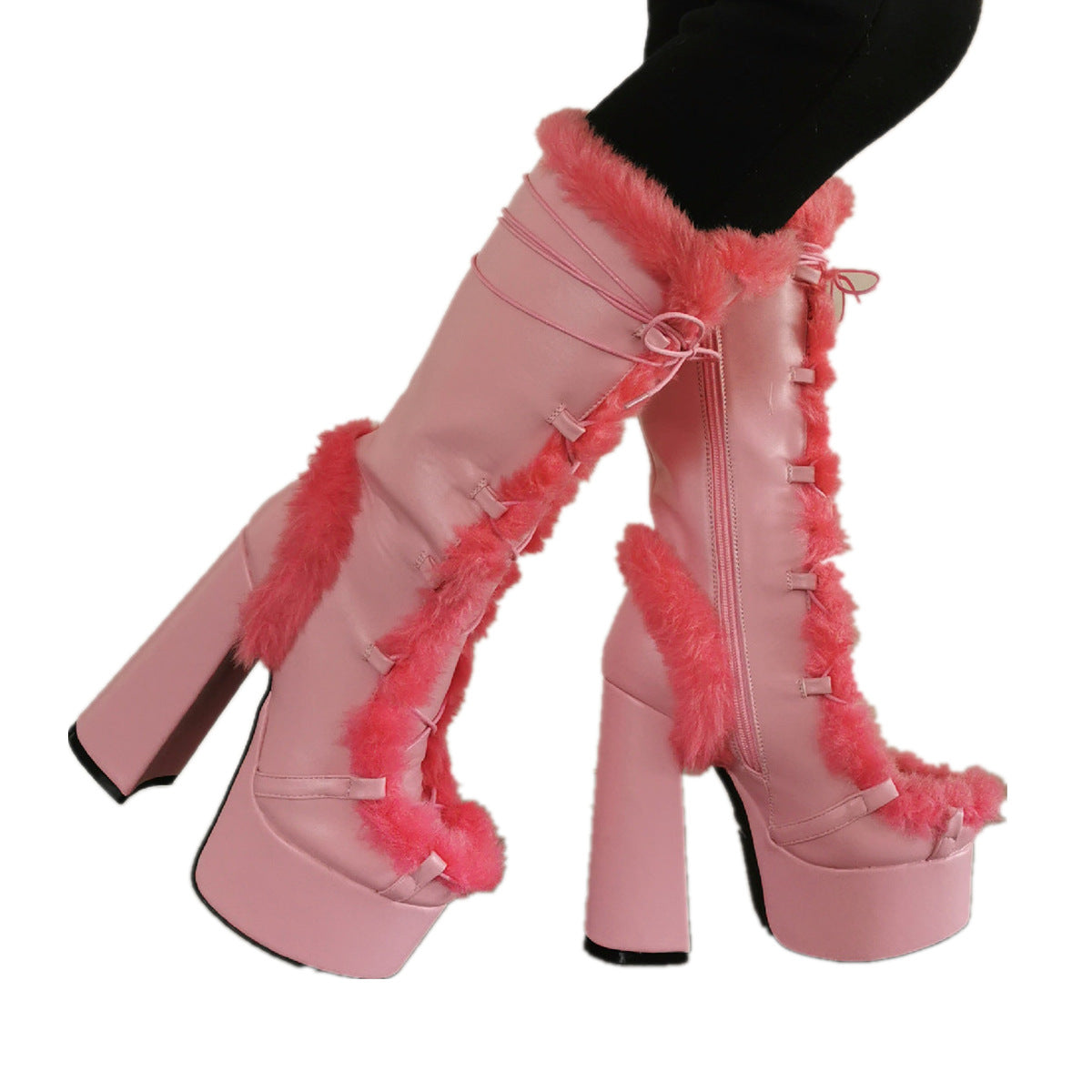 Women's Winter Boots with Block Heel – Cozy High Heel Boots