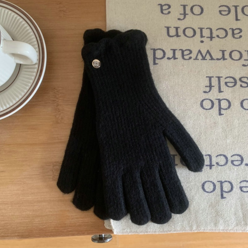 Damen Wollhandschuhe mit Rüschen – Warme Winterhandschuhe