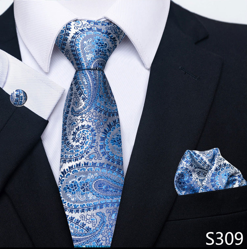 Men's Tie Set Business Scarf Cufflinks Elegant