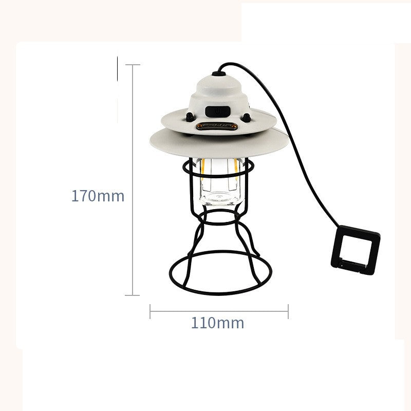 Portable Retro Lantern Outdoor Camping Multifunction Lamp
