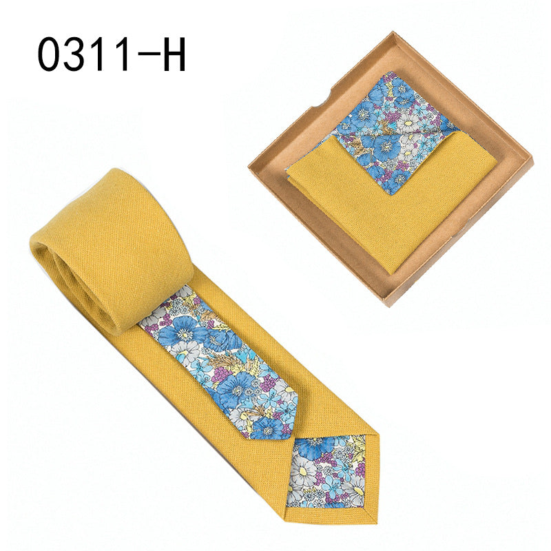 Herren Krawatte floral Baumwolle Einstecktuch elegant modern