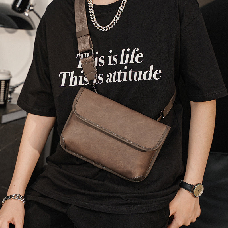 Men's Leather Shoulder Bag Check | Crossbody Street Messenger Bag