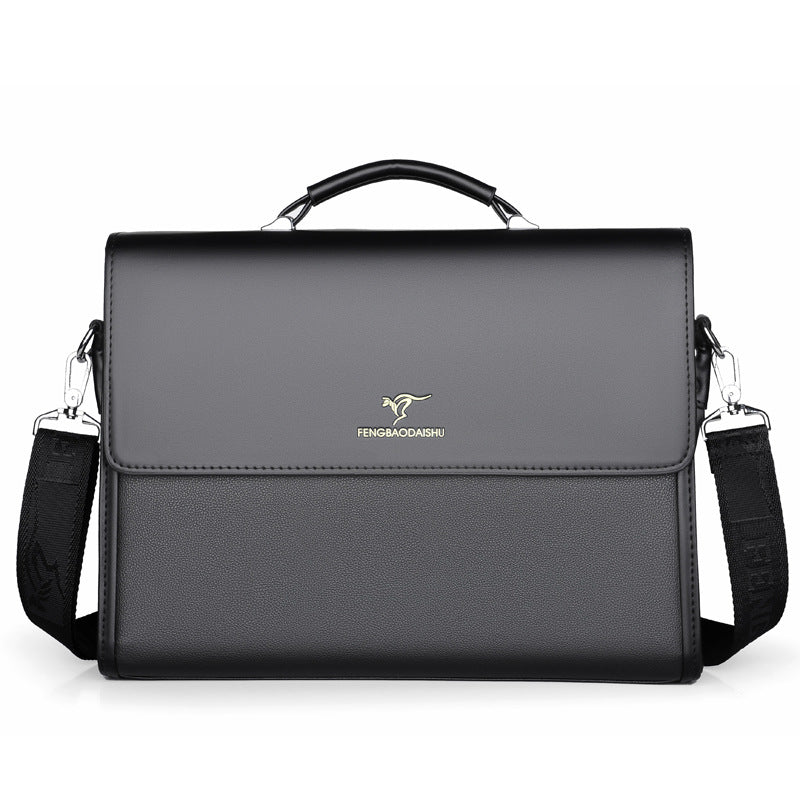 Men's Leather Briefcase Landscape – Portable Business Bag